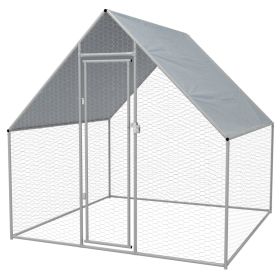 Outdoor Chicken Cage 6.6'x6.6'x6.3' Galvanized Steel