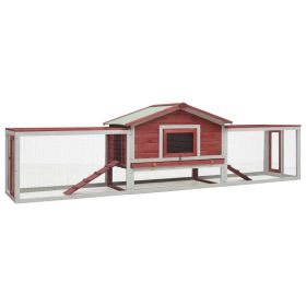 Rabbit Hutch Red 122"x27.6"x34.3" Solid Pine & Fir Wood