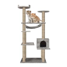 55.1" Multi-Scratcher Scratching Post Cat Tree ‚Äì Grey