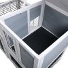 Wooden Rabbit Hutch, Outdoor Pet Bunny House Wooden Cage with Ventilation Gridding Fence, Openable Door, Cleaning Tray, Gray XH