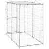 Outdoor Dog Kennel Galvanized Steel with Roof 43.3"x86.6"x70.9"