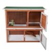 2-Tier Wood Rabbit Hutch, Outdoor Bunny Cage for Small Animals, Wooden Enclosure for Multiple Pets, Orange