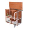 2-Tier Wood Rabbit Hutch, Outdoor Bunny Cage for Small Animals, Wooden Enclosure for Multiple Pets, Orange