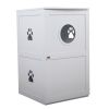 2-Tier Functional Wood Cat Washroom Litter Box Cover with Multiple Vents, a Round Entrance, Openable Door, White XH