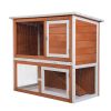 2-Tier Wood Rabbit Hutch, Outdoor Bunny Cage for Small Animals, Wooden Enclosure for Multiple Pets, Orange