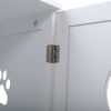 2-Tier Functional Wood Cat Washroom Litter Box Cover with Multiple Vents, a Round Entrance, Openable Door, White XH