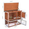 2-Tier Wood Rabbit Hutch, Outdoor Bunny Cage for Small Animals, Wooden Enclosure for Multiple Pets, Orange