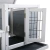 Wooden Rabbit Hutch, Outdoor Pet Bunny House Wooden Cage with Ventilation Gridding Fence, Openable Door, Cleaning Tray, Gray XH