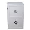 2-Tier Functional Wood Cat Washroom Litter Box Cover with Multiple Vents, a Round Entrance, Openable Door, White XH