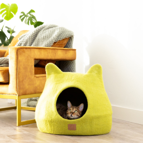 Whimsical Cat Ear Cave Bed (Color: Citrus Green, size: large)