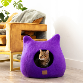 Whimsical Cat Ear Cave Bed (Color: Plum Purple, size: large)