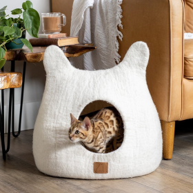 Whimsical Cat Ear Cave Bed (Color: Snow White, size: large)