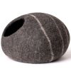 MewooFun Trendy Felt Cat Bed Cave Round Nest Wool Bed Gray for Cats and Kittens