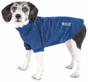 Pet Life Active 'Fur-Flexed' Relax-Stretch Wick-Proof Performance Dog Polo T-Shirt (Color: Navy, size: medium)