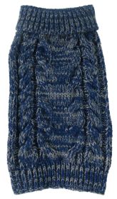 Classic True Blue Heavy Cable Knitted Ribbed Fashion Dog Sweater (size: medium)