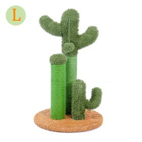 Pet Supplies Cute Cactus Tree Pet Cat Toy  With Ball Scratching Post (Color: Yellow, size: L)